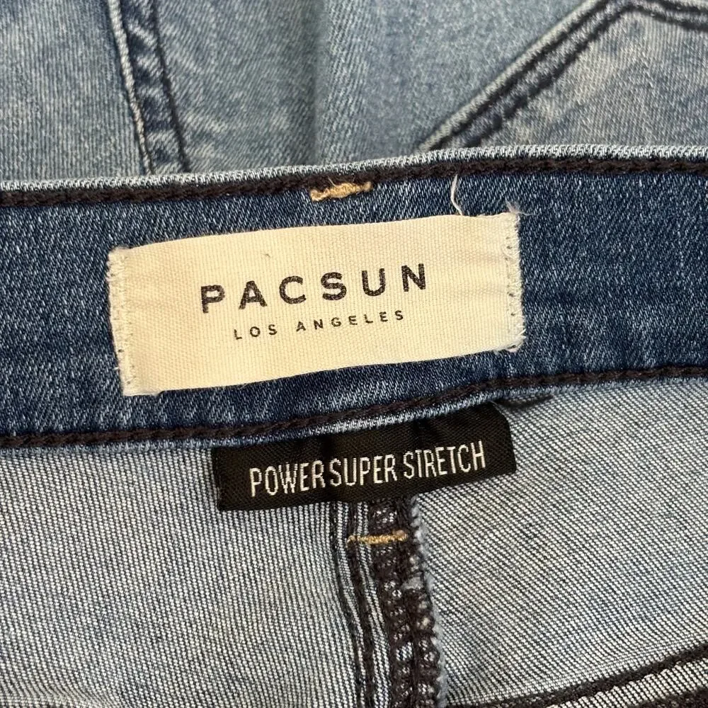 Pacsun Jeans 25 Super‎ Power Stretch Ankle Raw Frayed Hem Holes Whiskers Jegging